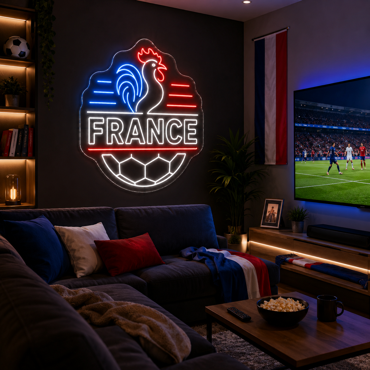 France Soccer LED Neon Sign Football Neon Light Wall Decor for Sports Bar Game Room