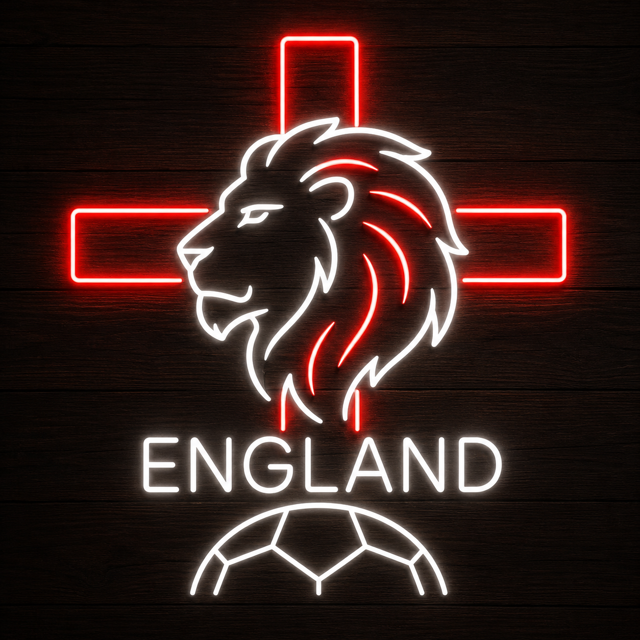 England Soccer LED Neon Sign Lion Football Neon Light Wall Decor for Game Room Sports Bar