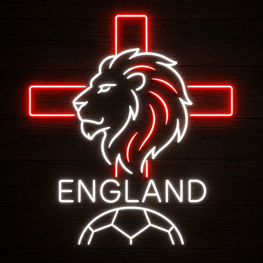 England Soccer LED Neon Sign Lion Football Neon Light Wall Decor for Game Room Sports Bar