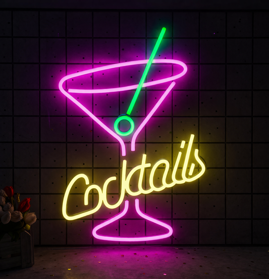 Cocktails LED Neon Sign for Bar Home Bar Party Wall Decor Light