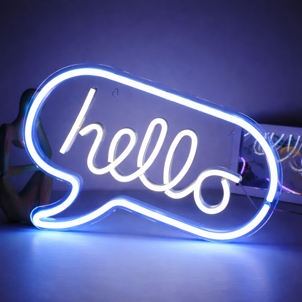 Hello Neon Sign for Bedroom Wall Decor LED Light