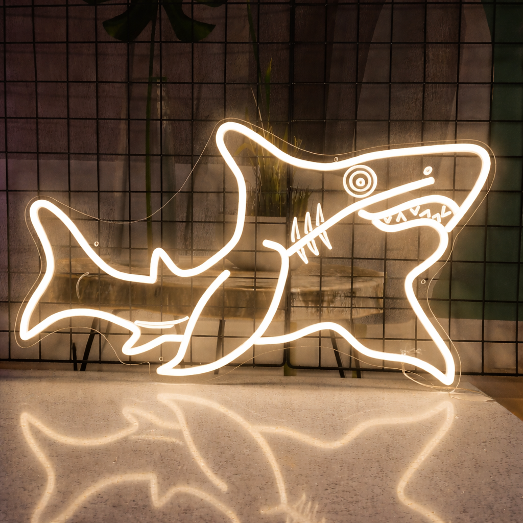 Modern Shark LED Neon Sign for Bar Ocean Theme Wall Decor