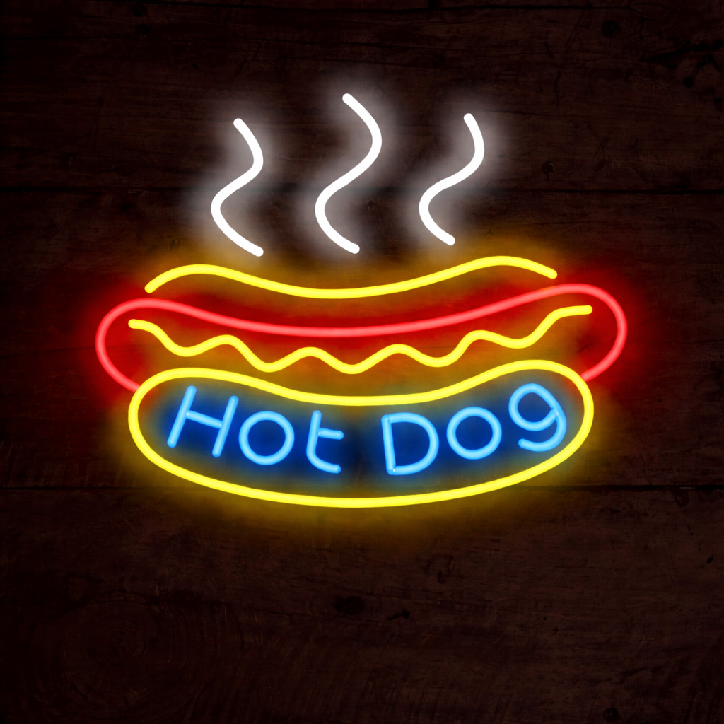 Hot Dog LED Neon Sign for Restaurant, Street Food Stand & Bar Decor