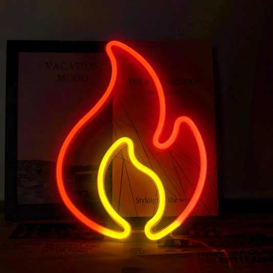 LED Flame Neon Sign Red & Yellow Fire Decoration