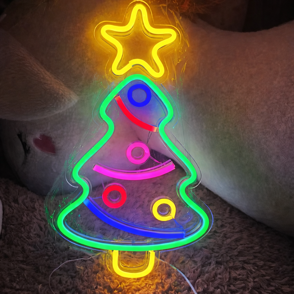 Christmas Tree LED Neon Sign for Holiday Wall Decor Light