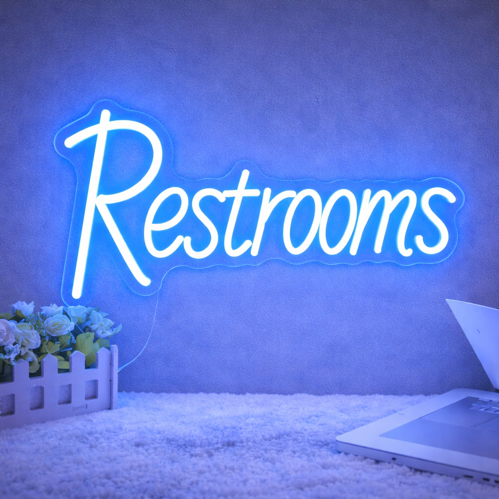 Restrooms LED Neon Sign Wall Decoration Commercial Home Bar