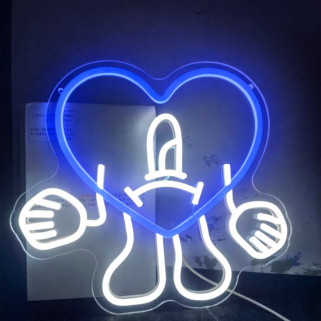Funny Heart Character LED Neon Sign for Bedroom Cute Love Wall Decor Light