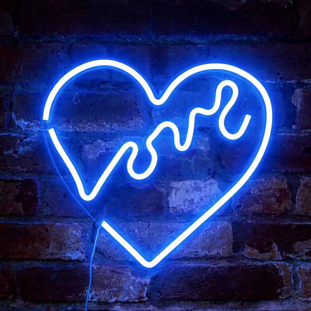 Heart Love LED Neon Sign for Bedroom Romantic Wall Decor Light