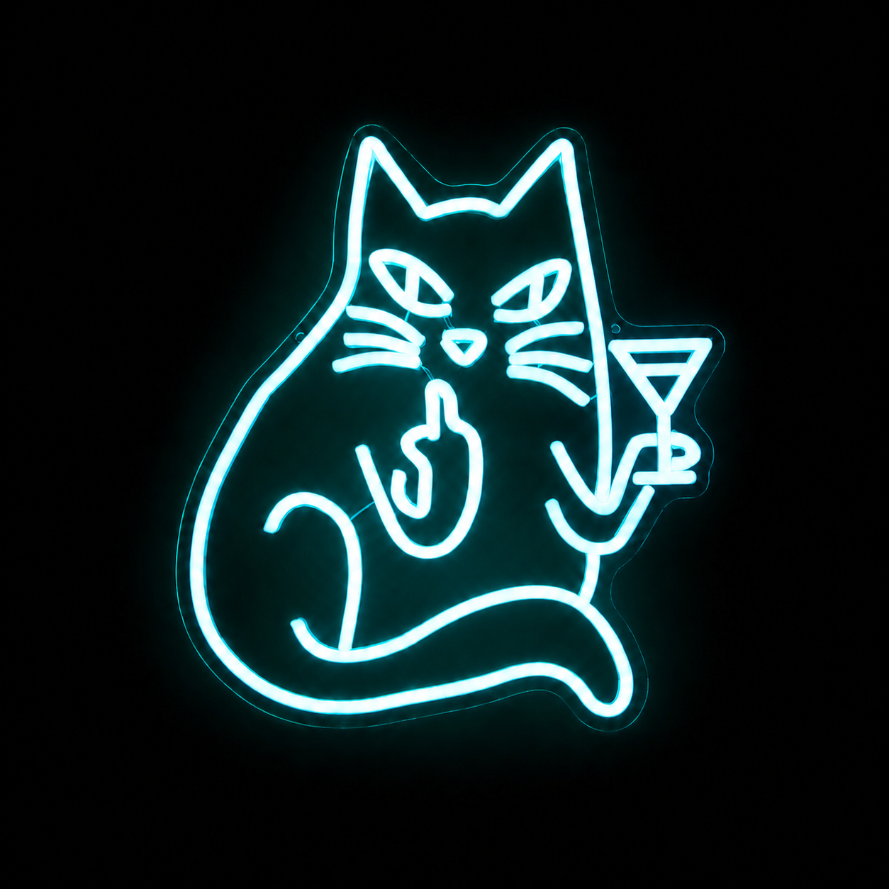 Sassy Cat LED Neon Sign with Cocktail Funny Neon Light Wall Decor for Bar Bedroom Aesthetic Room