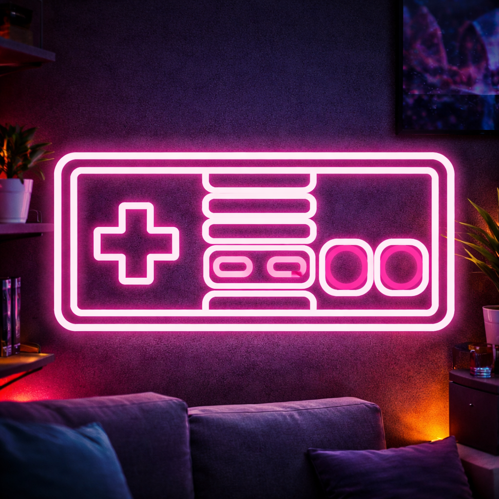 Retro Game Controller LED Neon Sign for Gaming Room & Wall Decor