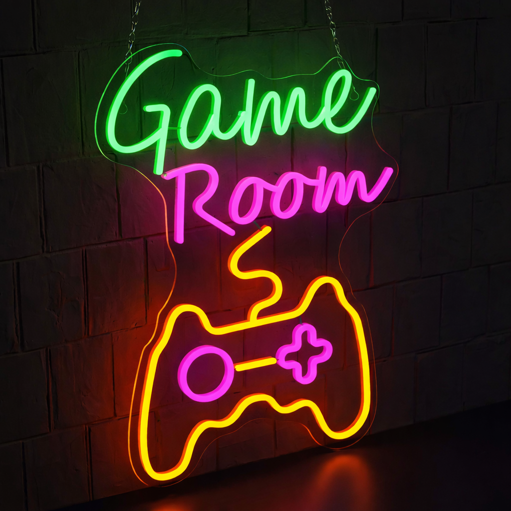 Game Room Controller LED Neon Sign for Gaming Setup, Bedroom Decor & Streaming Background