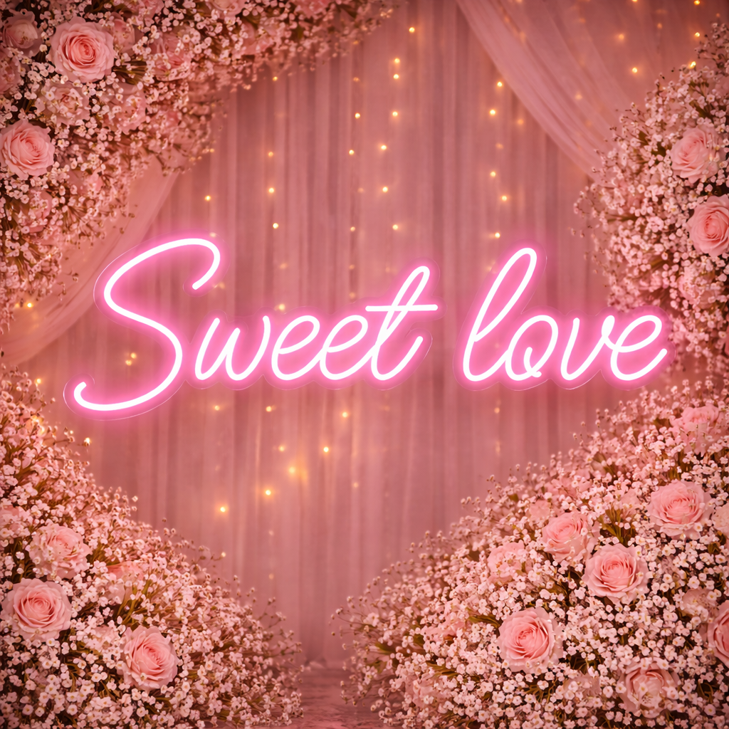 Sweet Love Blue LED Neon Sign Wedding Hanging Light for Romantic Event Decor