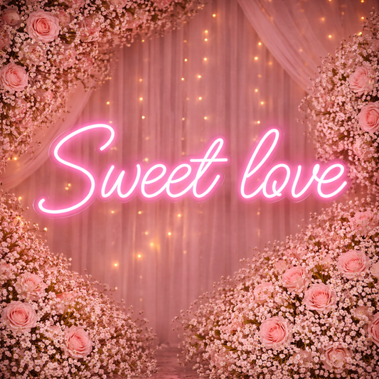 Sweet Love Blue LED Neon Sign Wedding Hanging Light for Romantic Event Decor