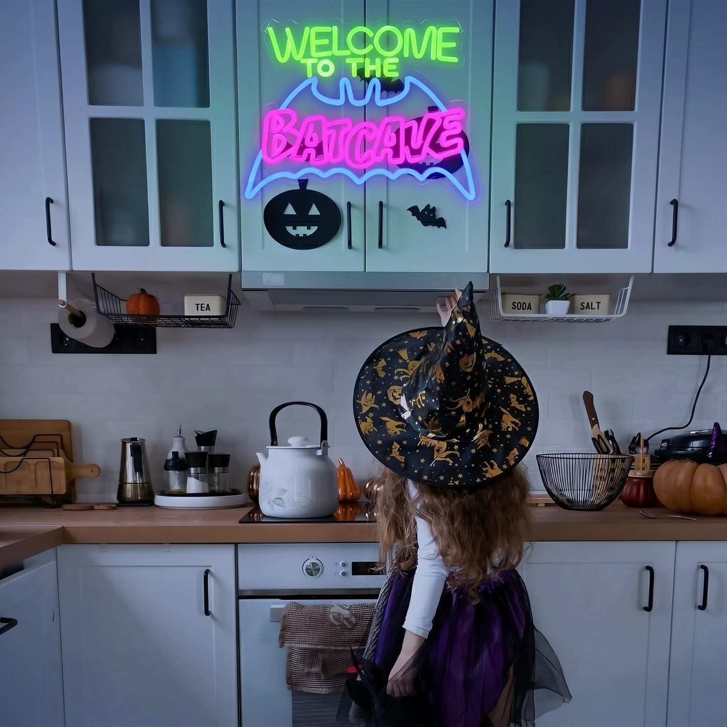 Welcome to the Batcave LED Neon Sign Halloween Batman Style Neon Light Wall Decor for Bedroom Gaming Room Party Bar
