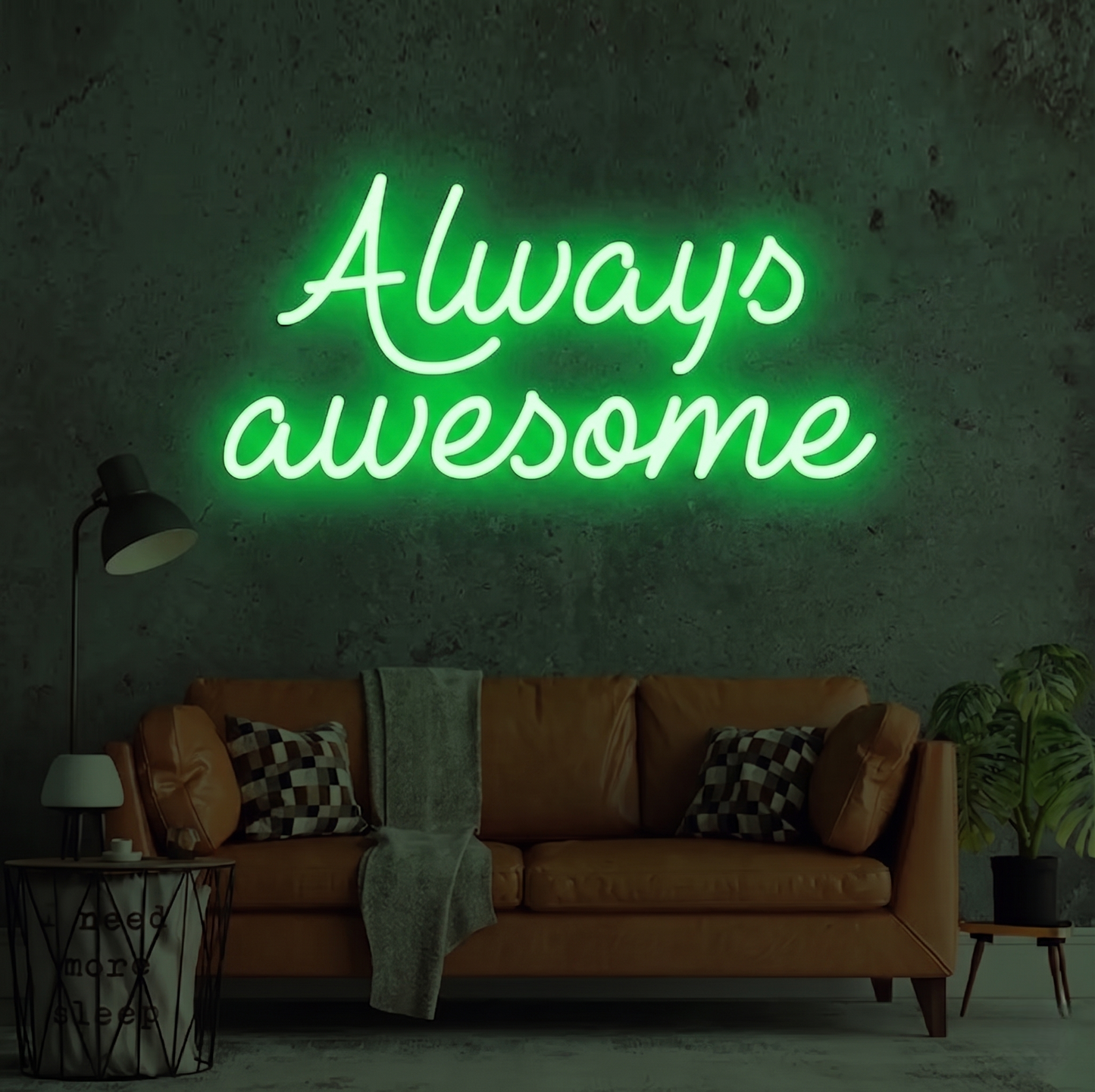 Always Awesome LED Neon Sign Inspirational Quote Neon Light Wall Decor for Bedroom Living Room Game Room