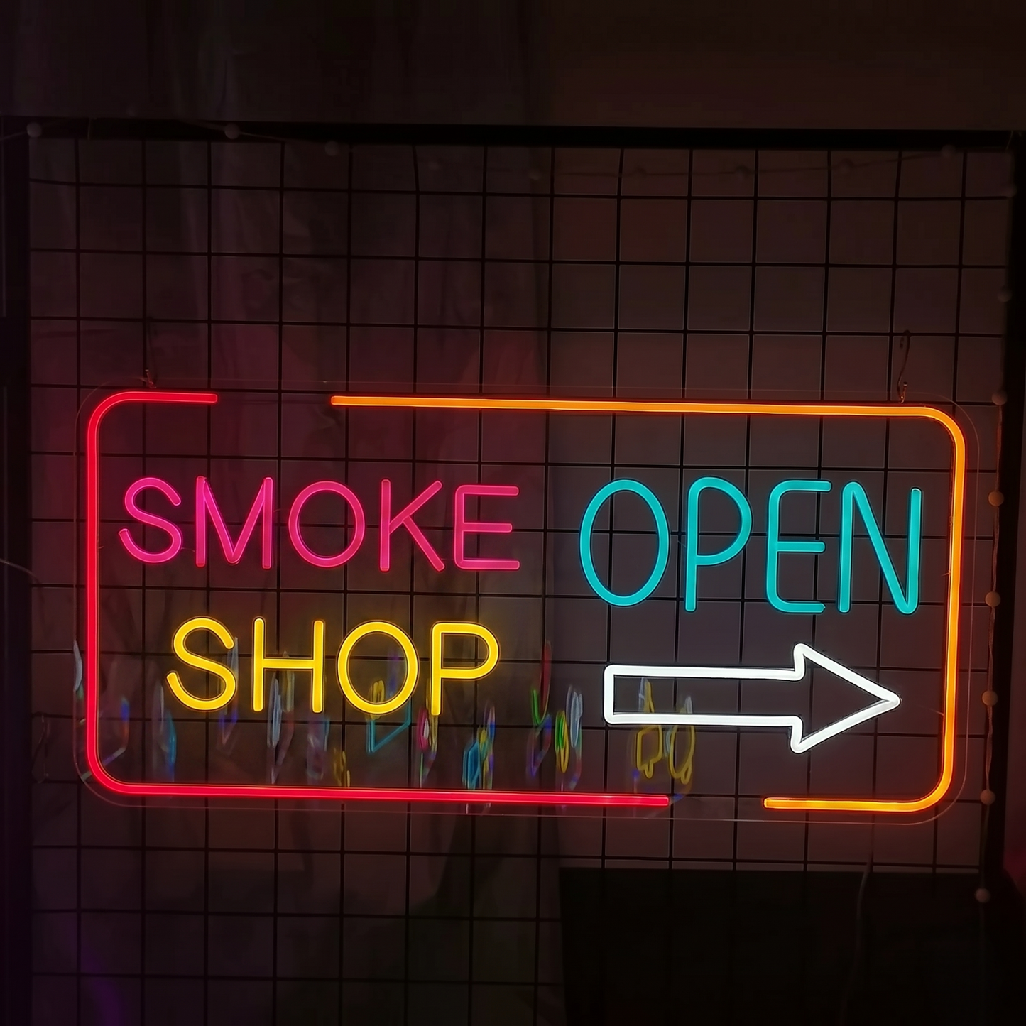Smoke Shop Open LED Neon Sign with Arrow Business Neon Light Wall Decor for Storefront Bar Shop