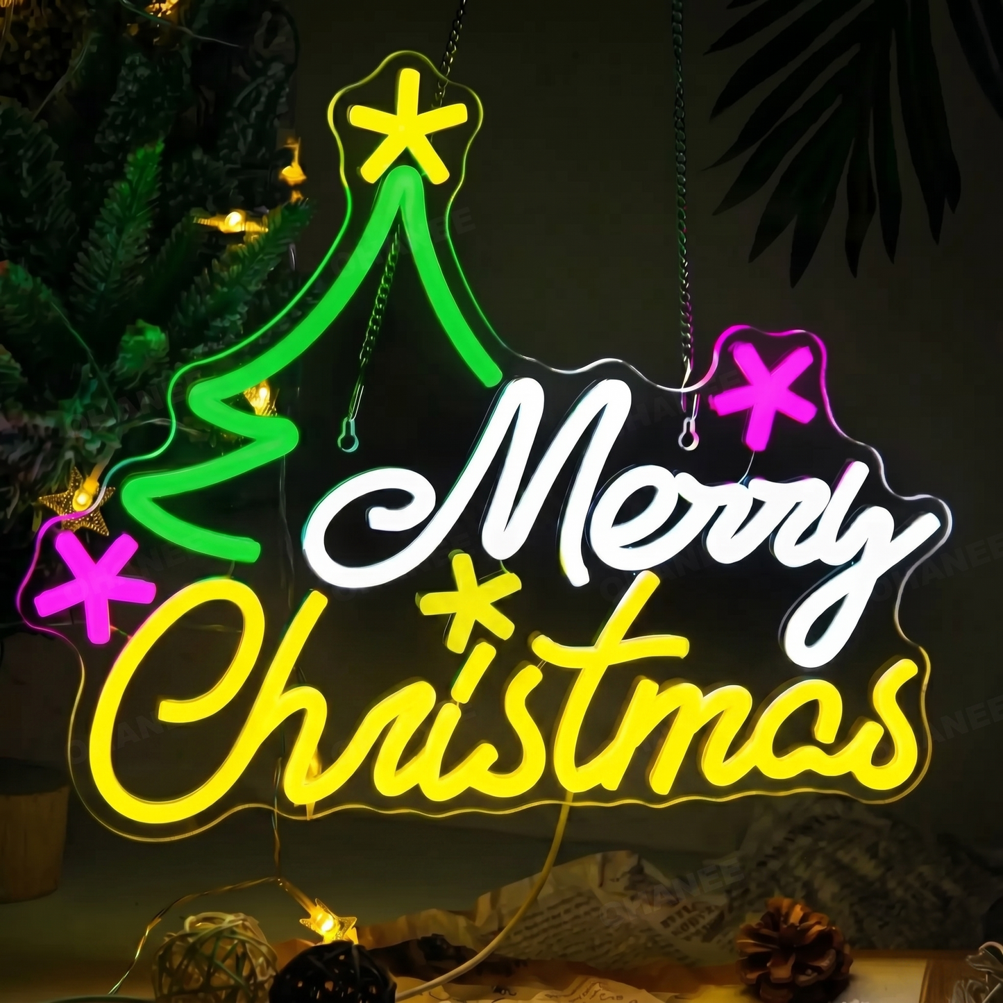 Light, Multi-Color Neon Light Sign for Christmas Party, Home Room, Storefront Window Display