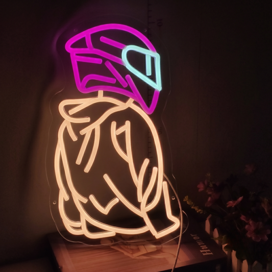 Angry Gamer LED Neon Sign Pink Gaming Character Neon Light Wall Decor for Game Room Bedroom