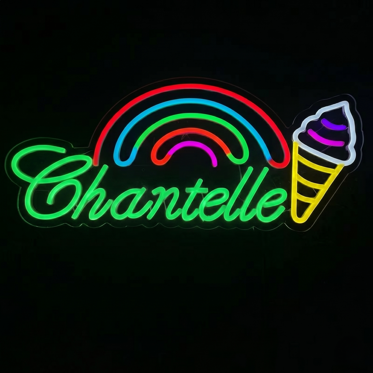 Custom Name Rainbow Ice Cream LED Neon Sign Personalized Neon Light Wall Decor for Kids Room Party Shop
