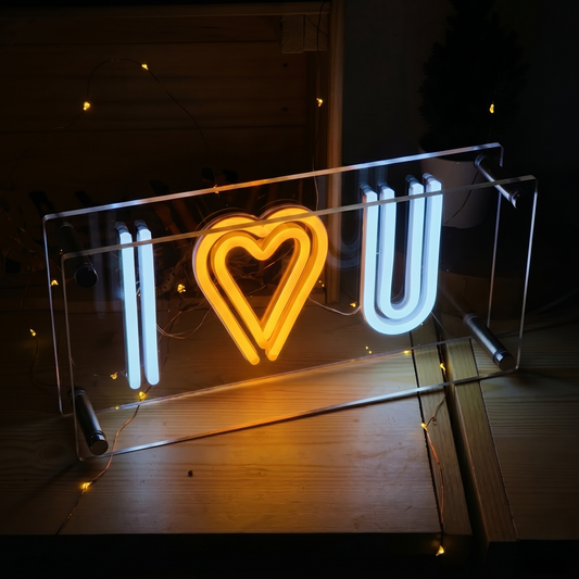I Love U LED Neon Sign Red Heart White Neon Light Wall Decor for Bedroom Wedding Party