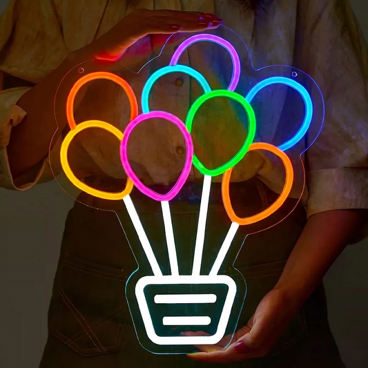 Colorful Balloon LED Neon Sign Balloon Bouquet Neon Light Wall Decor for Birthday Party Kids Room