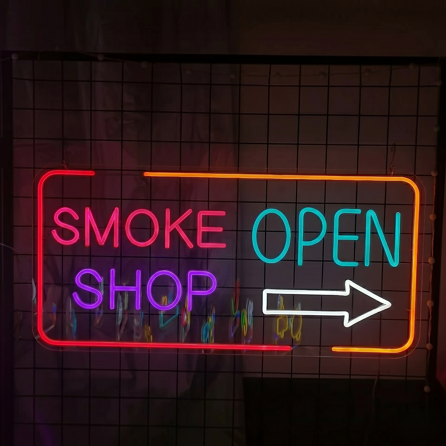 Smoke Shop Open LED Neon Sign with Arrow Business Neon Light Wall Decor for Storefront Bar Shop