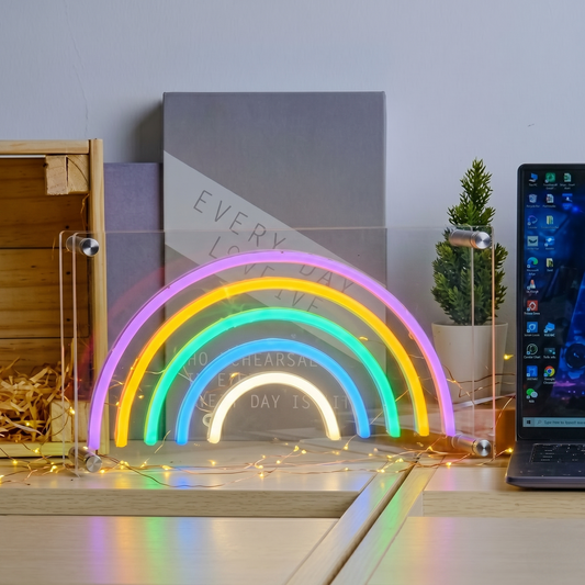 Rainbow LED Neon Sign Colorful Arc Neon Light Wall Decor for Bedroom Nursery Kids Room Party