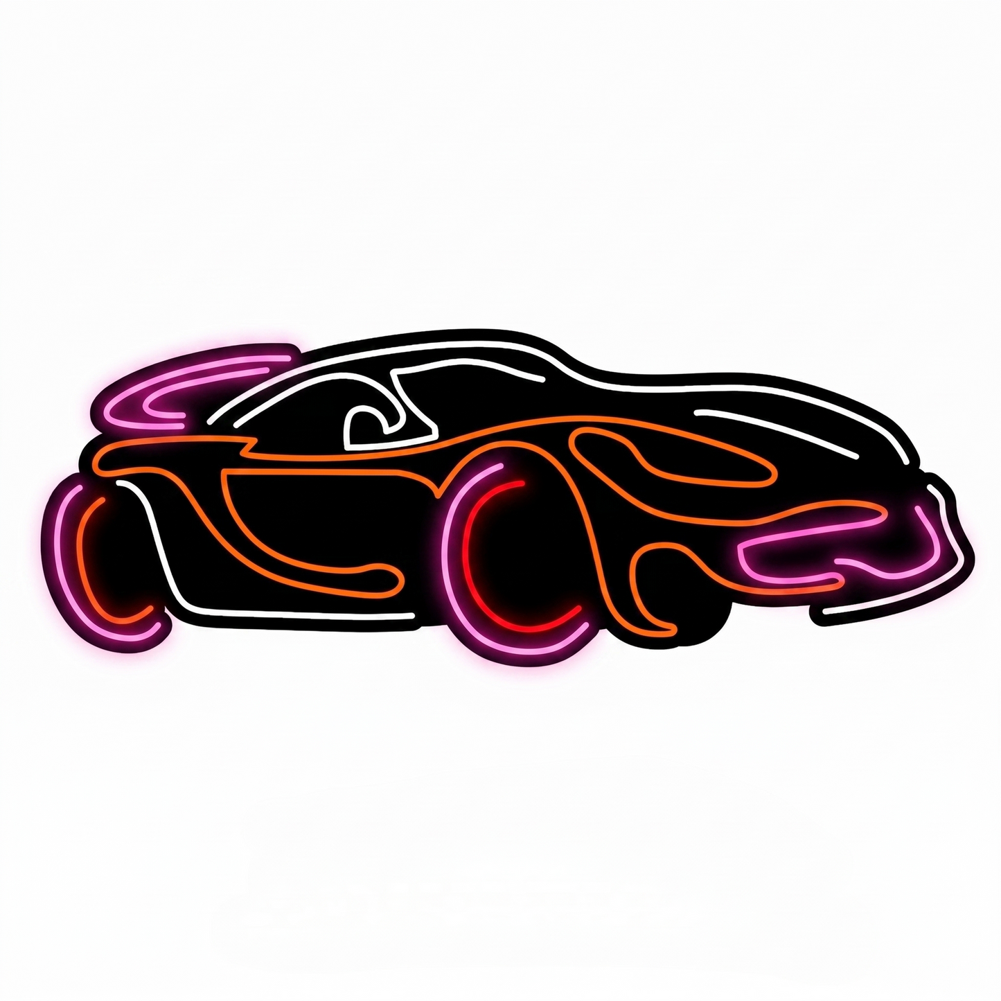 Sports Car LED Neon Sign Orange White Racing Neon Light Wall Decor for Bedroom Garage Game Room