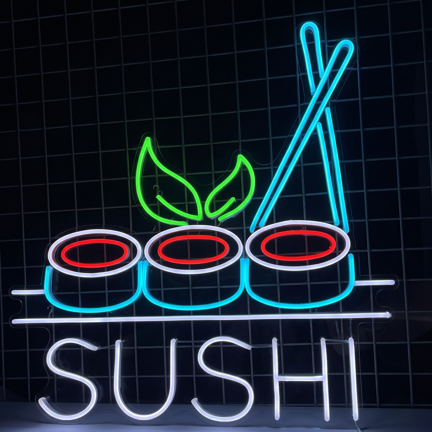 Sushi LED Neon Sign Green Blue Japanese Food Neon Light Wall Decor for Restaurant Cafe Kitchen