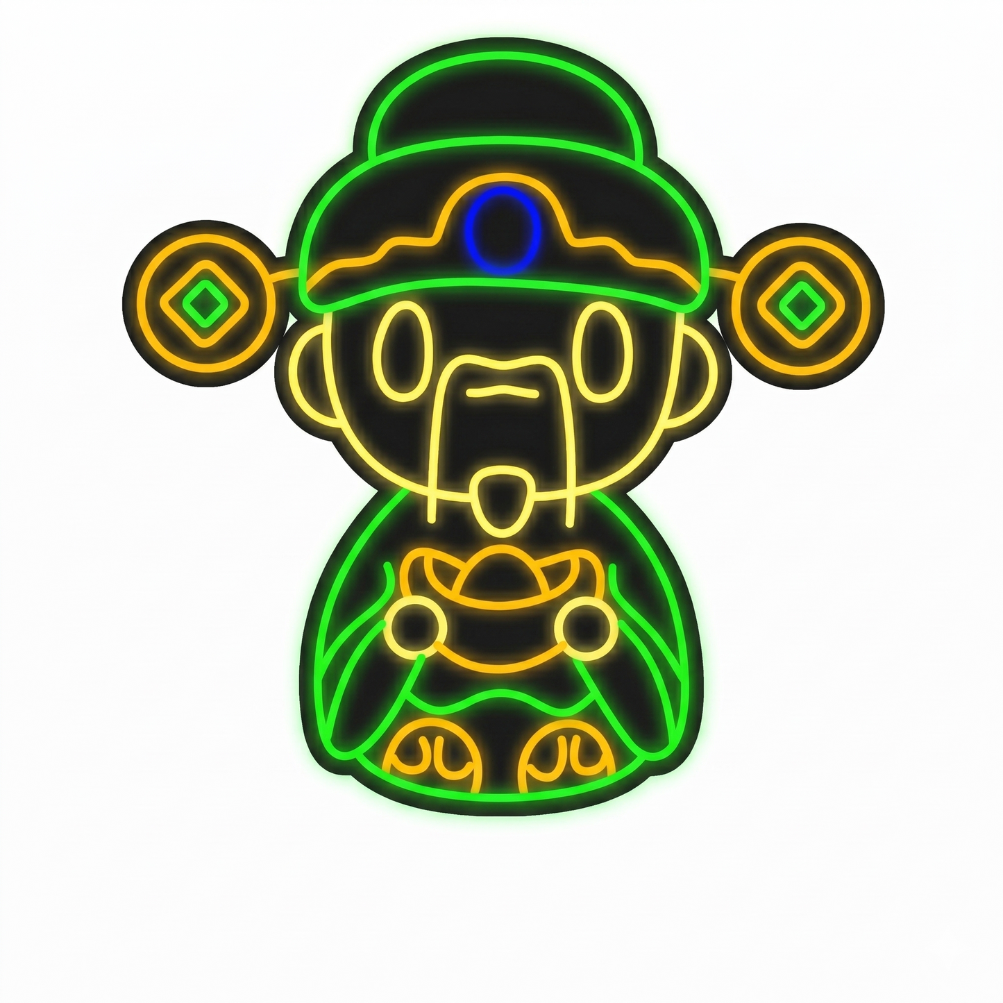 Lucky Wealth God LED Neon Sign Red Yellow Chinese New Year Neon Light Wall Decor for Home Shop Restaurant