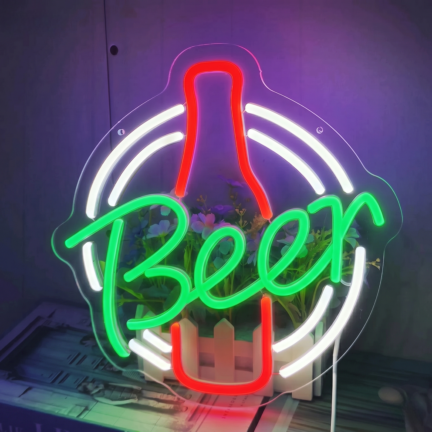 Beer LED Neon Sign Blue Red Bar Neon Light Wall Decor for Home Bar Pub Party