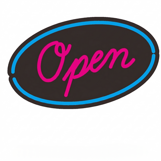 Open LED Neon Sign Pink Blue Oval Neon Light Wall Decor for Business Bar Cafe Shop