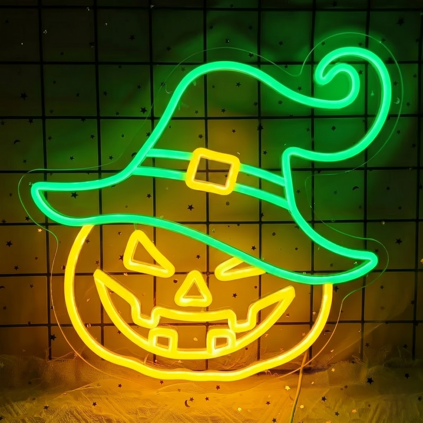 Halloween Pumpkin Witch Hat LED Neon Sign Jack O Lantern Neon Light Wall Decor for Party Bar Home