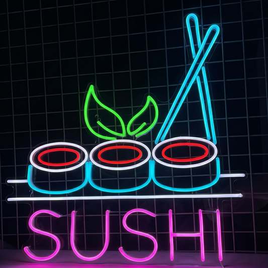 Sushi LED Neon Sign Green Blue Japanese Food Neon Light Wall Decor for Restaurant Cafe Kitchen