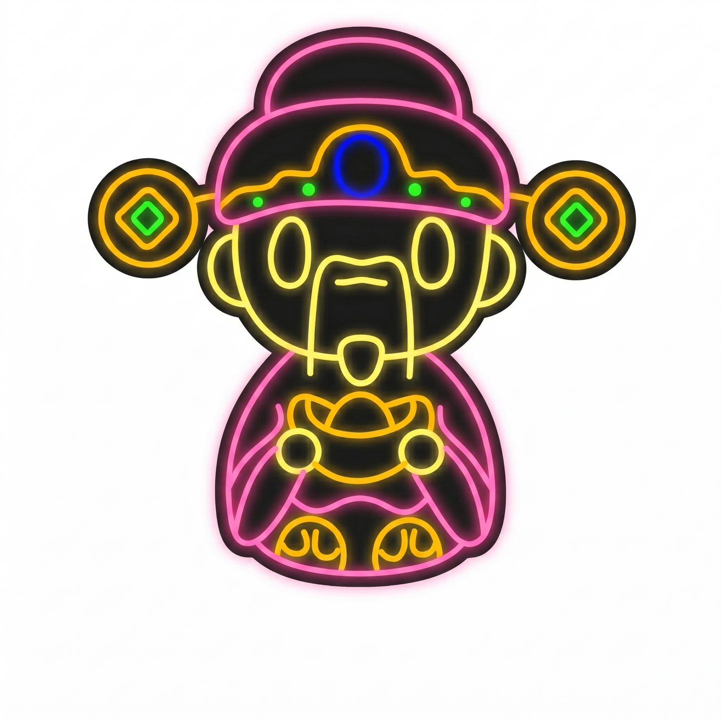 Lucky Wealth God LED Neon Sign Red Yellow Chinese New Year Neon Light Wall Decor for Home Shop Restaurant