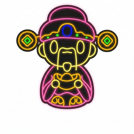 Lucky Wealth God LED Neon Sign Red Yellow Chinese New Year Neon Light Wall Decor for Home Shop Restaurant