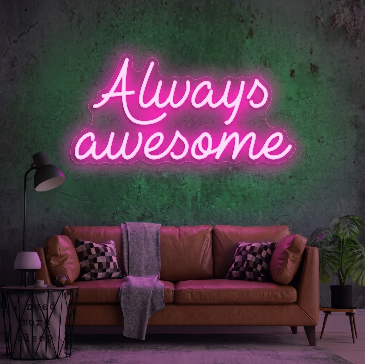 Always Awesome LED Neon Sign Inspirational Quote Neon Light Wall Decor for Bedroom Living Room Game Room