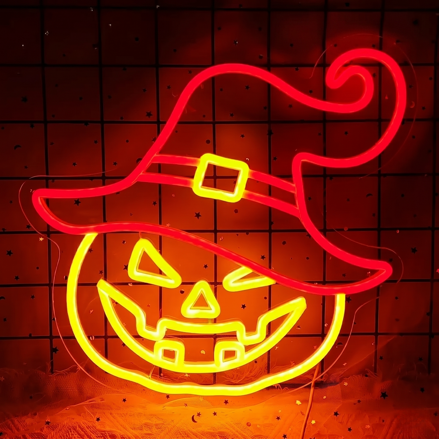 Halloween Pumpkin Witch Hat LED Neon Sign Jack O Lantern Neon Light Wall Decor for Party Bar Home