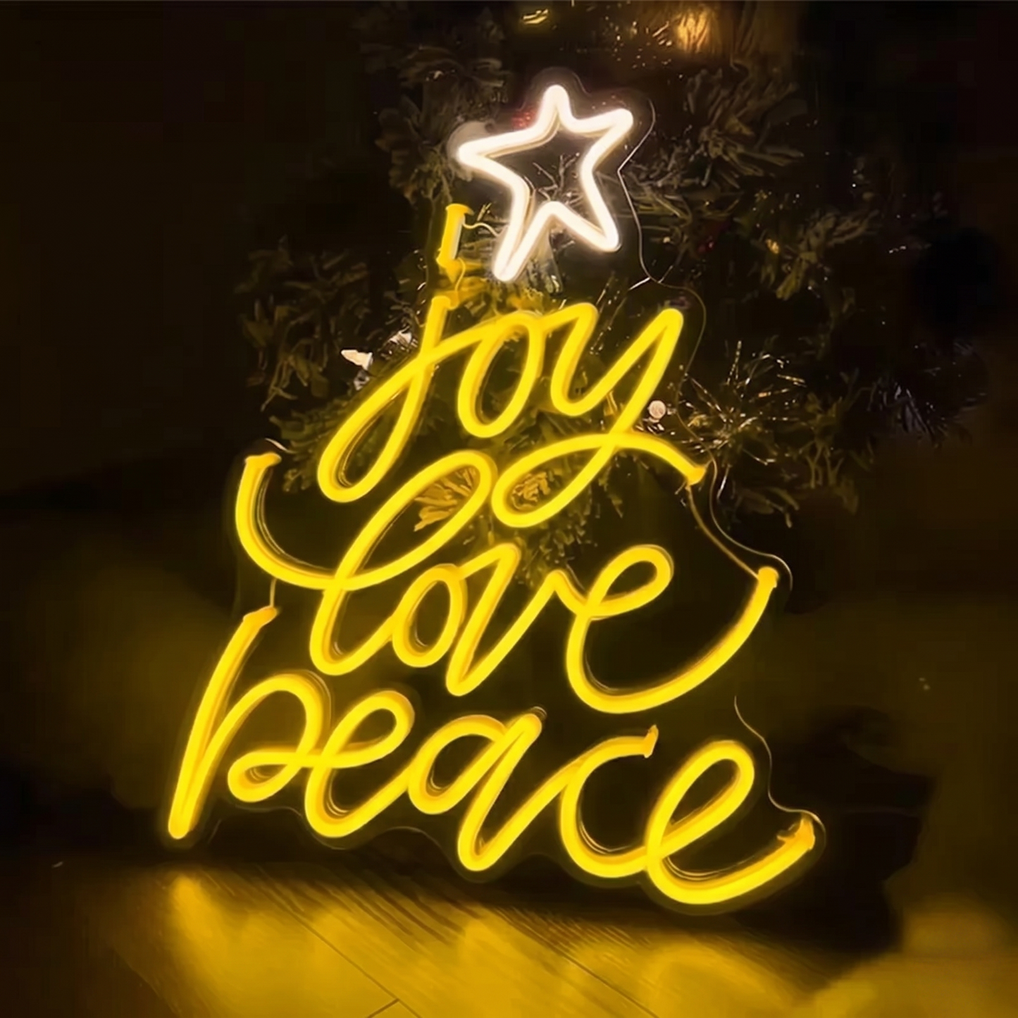 Joy Love Peace Christmas Tree LED Neon Sign Holiday Neon Light Wall Decor for Home Party Bedroom