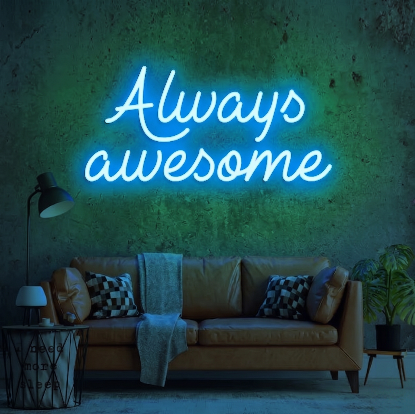 Always Awesome LED Neon Sign Inspirational Quote Neon Light Wall Decor for Bedroom Living Room Game Room