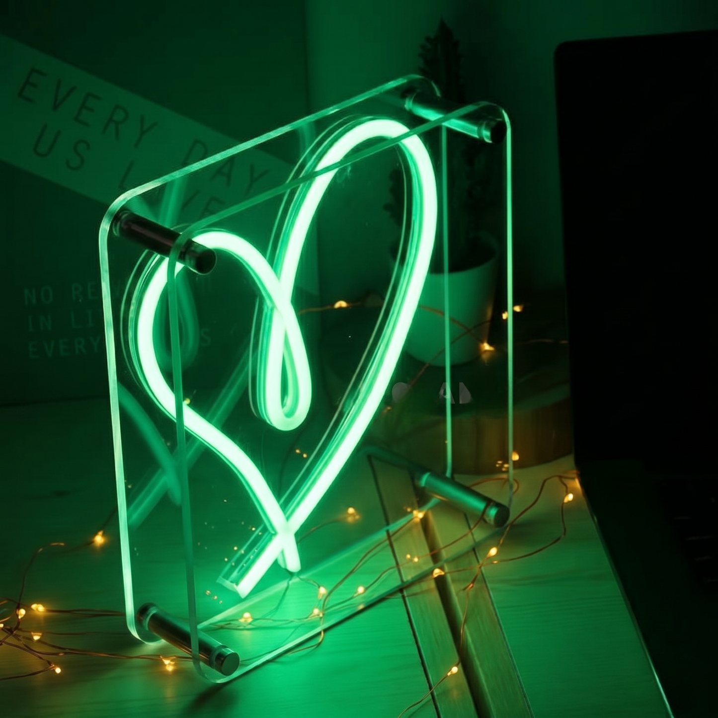 Heart LED Neon Sign Pink Love Neon Light Wall Decor for Bedroom Wedding Party