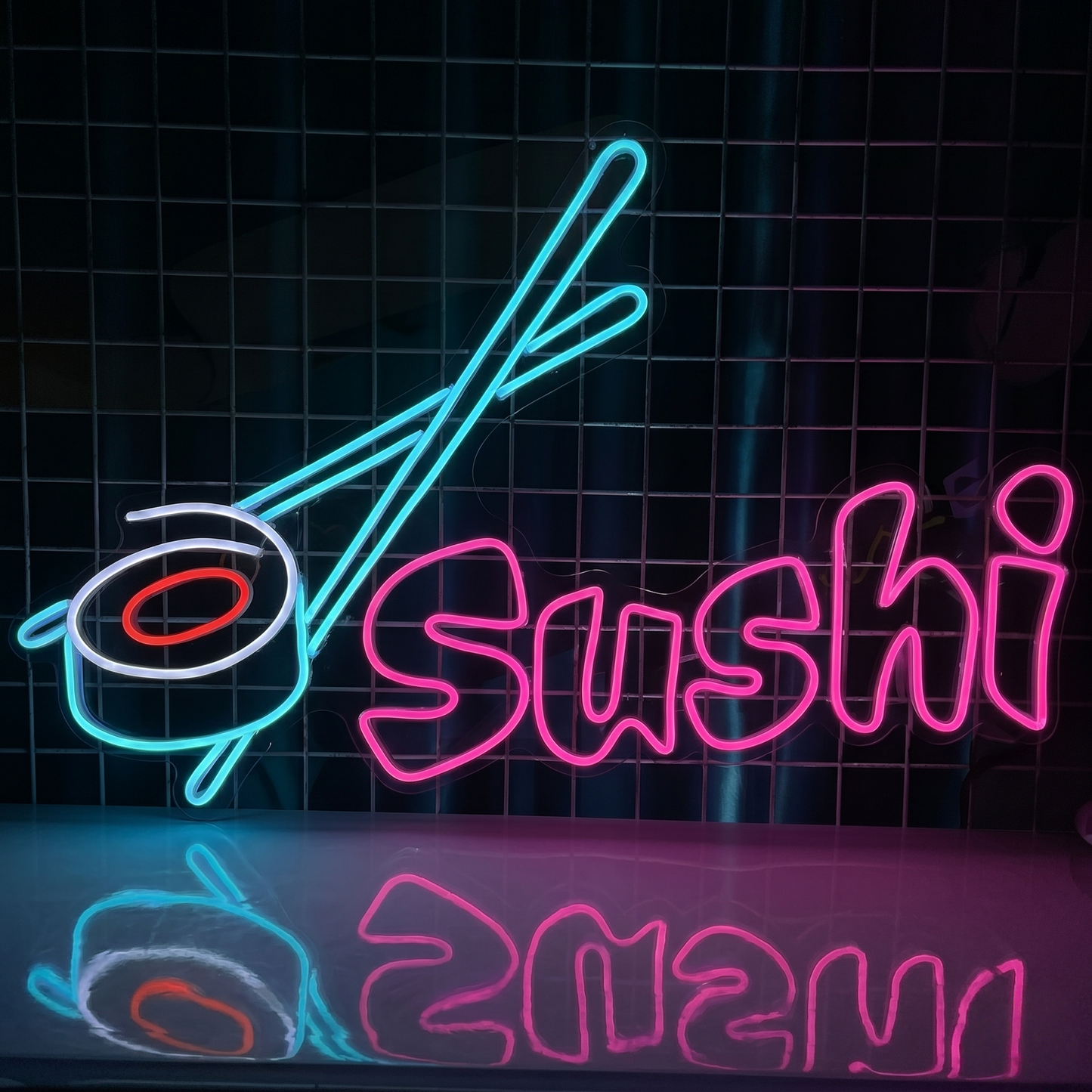 Sushi LED Neon Sign Red Blue Japanese Food Neon Light Wall Decor for Restaurant Cafe Kitchen