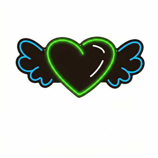 Heart Wings LED Neon Sign Pink Blue Love Neon Light Wall Decor for Bedroom Wedding Party