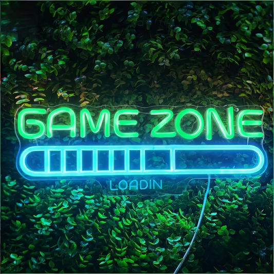 Game Zone LED Neon Sign Pink Blue Loading Bar Neon Light Wall Decor for Game Room Bedroom