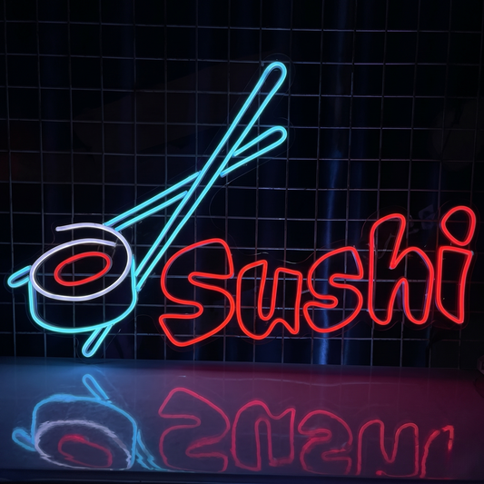 Sushi LED Neon Sign Red Blue Japanese Food Neon Light Wall Decor for Restaurant Cafe Kitchen