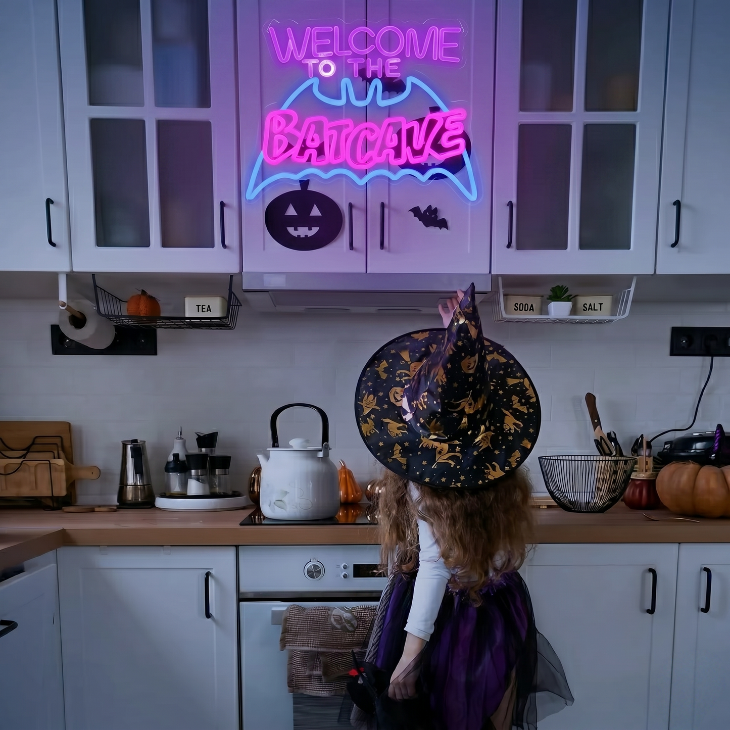 Welcome to the Batcave LED Neon Sign Halloween Batman Style Neon Light Wall Decor for Bedroom Gaming Room Party Bar