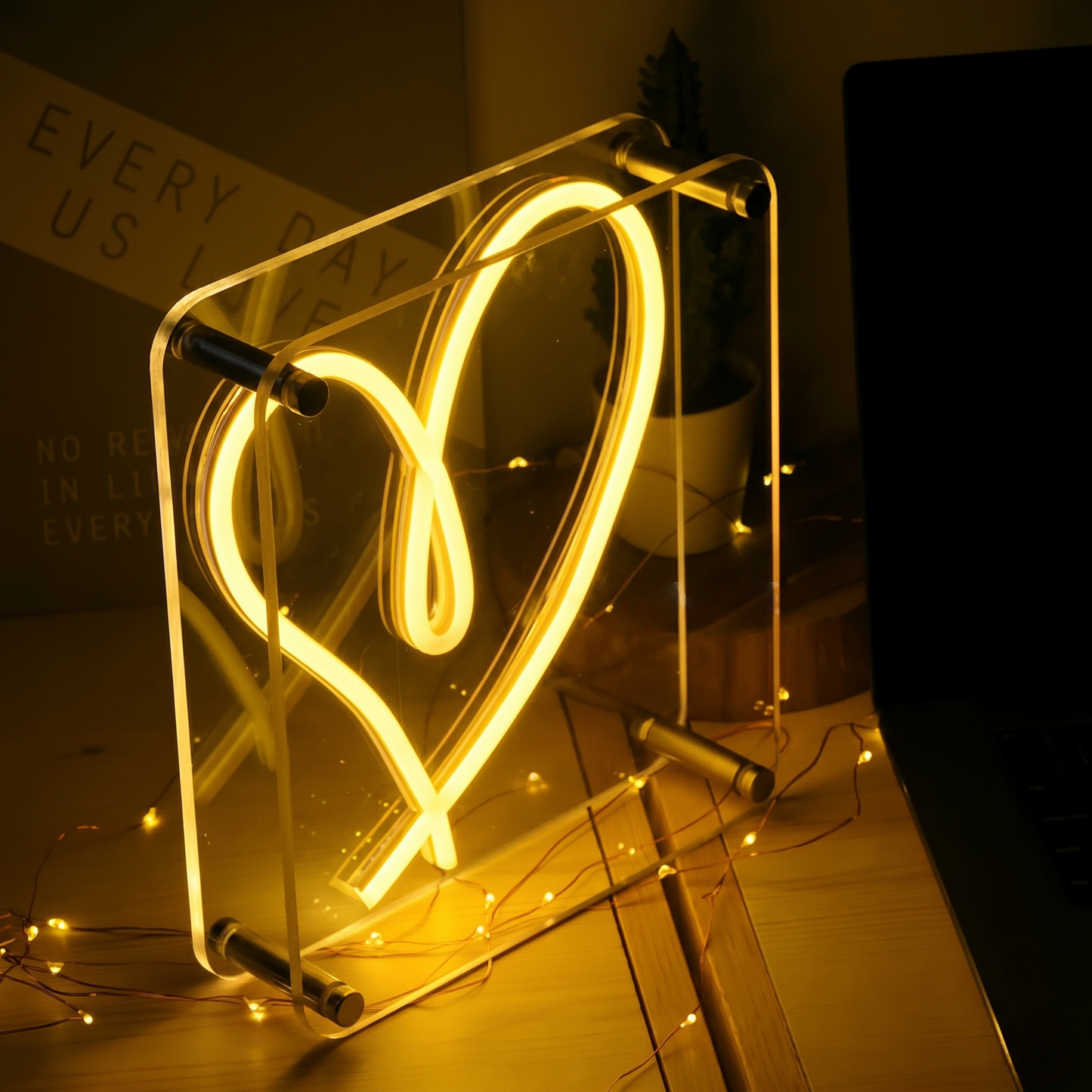 Heart LED Neon Sign Pink Love Neon Light Wall Decor for Bedroom Wedding Party