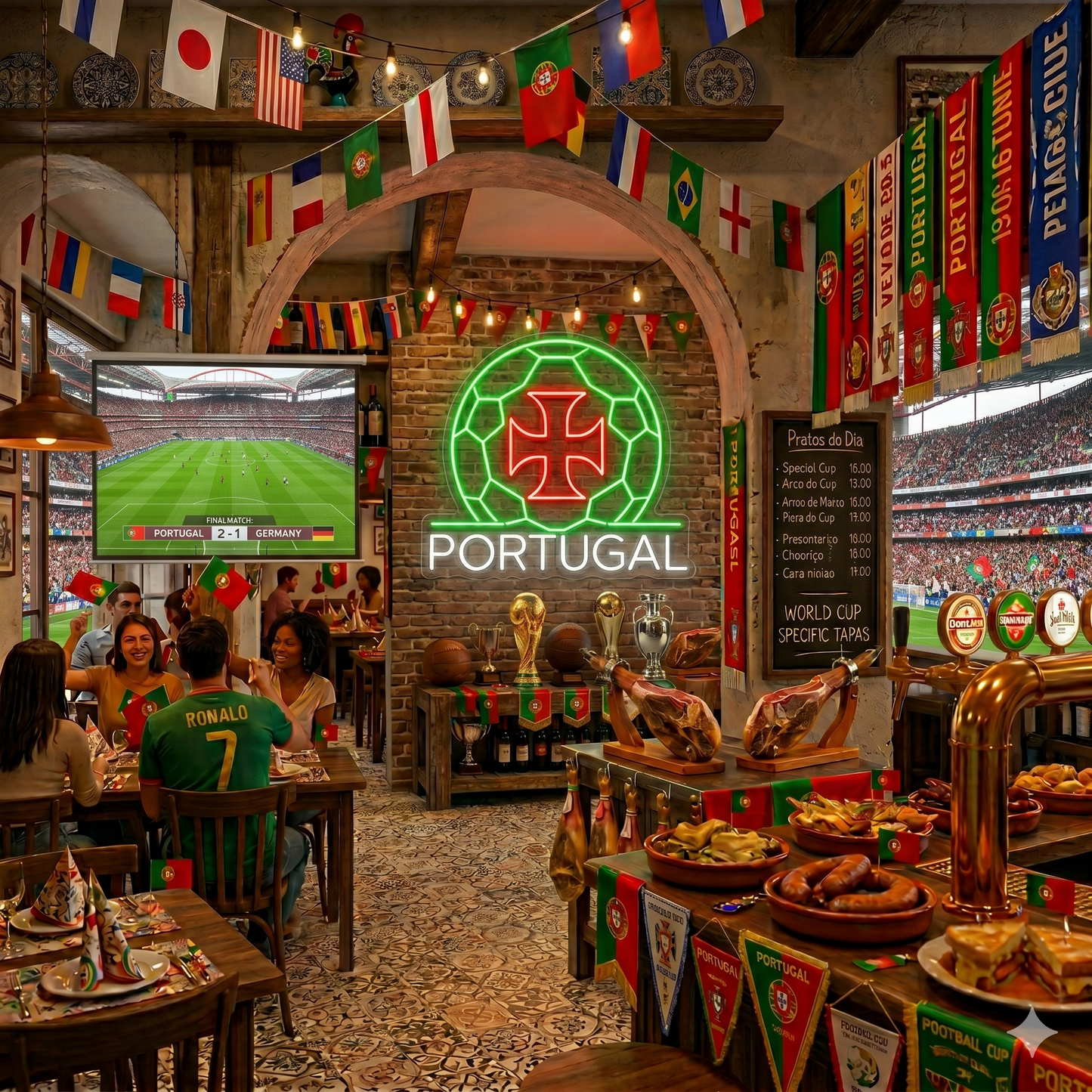 Portugal Cross Soccer LED Neon Sign Portuguese Football Neon Light Wall Decor for Sports Bar Game Room
