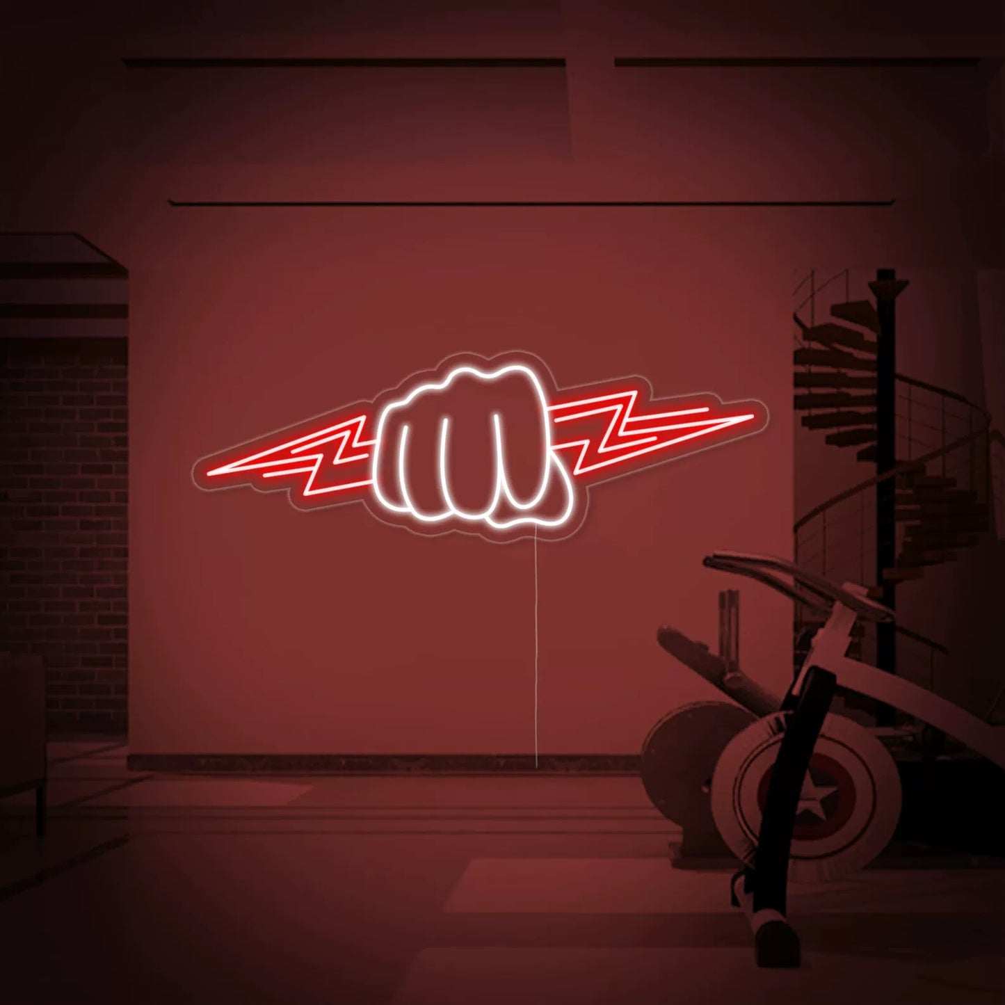 Boxing Fist LED Neon Sign Red White Sports Neon Light Wall Decor for Gym Bedroom