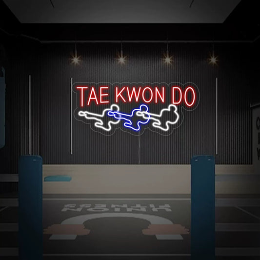 Taekwondo LED Neon Sign Red Blue Martial Arts Neon Light Wall Decor for Gym Studio